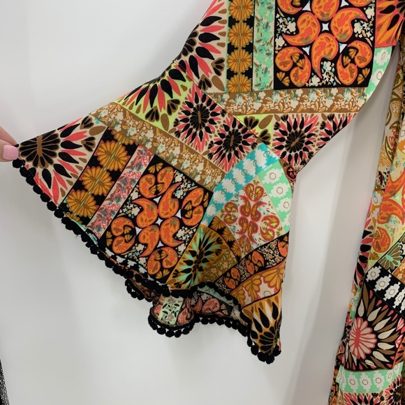 Uncle Frank Boho Drop Waist Bell Sleeve Dress Sz S - Picture 5 of 16